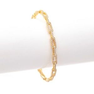 18K Yellow Gold Pave CZ
Paperclip Link Cuff Bracelet